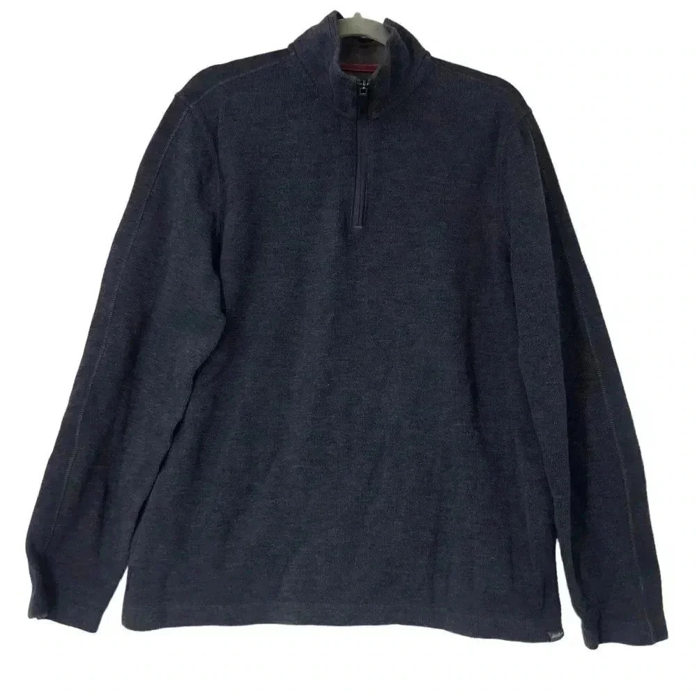 EDDIE BAUER SWEATER MENS MEDIUM COTTON BLEND THICK KNIT 1/4 ZIP PULLOVER